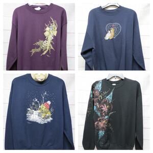 Lot of 4 Vintage 90s Y2K Sweatshirts Embellished Granny Grandmacore Size Large